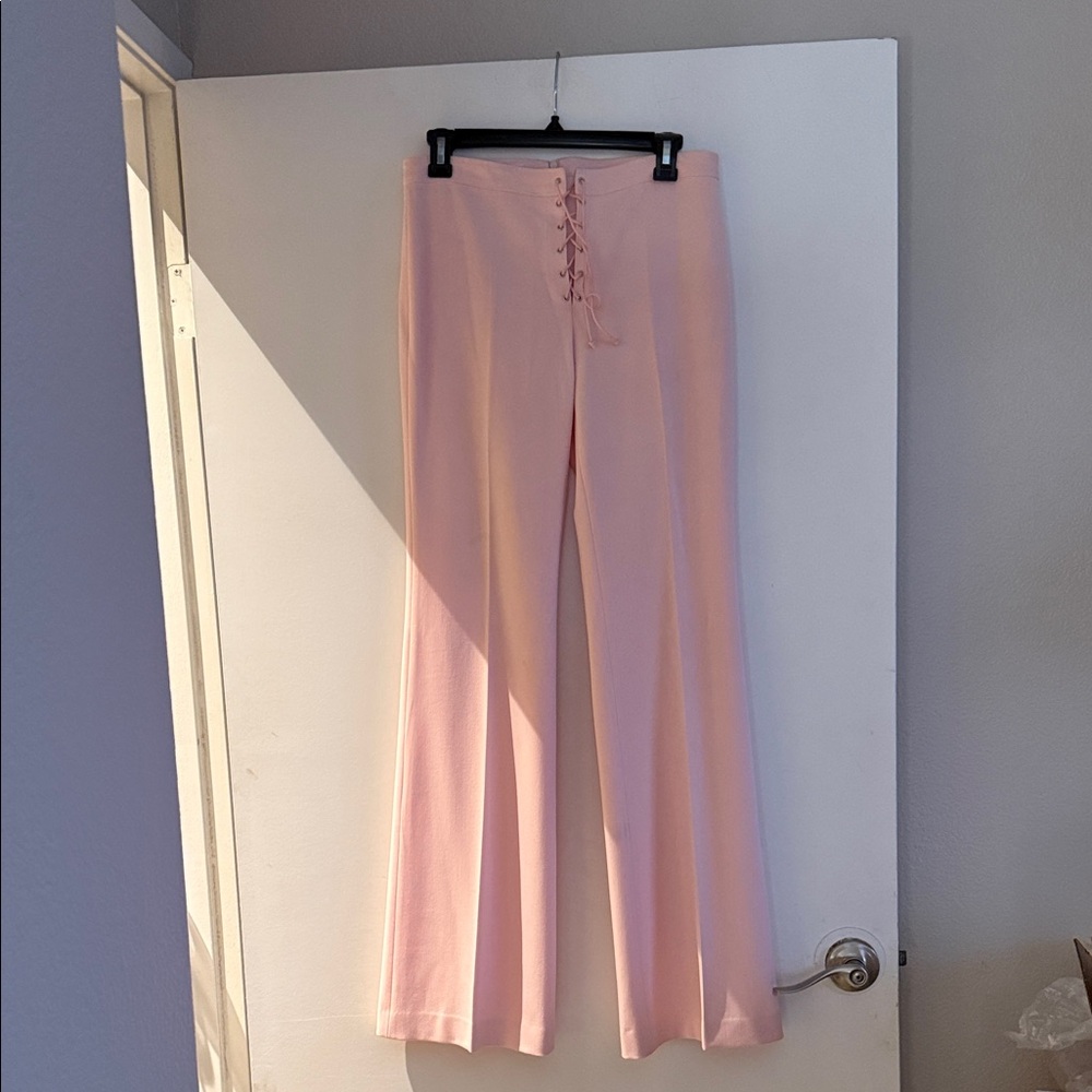 Vertigo Paris Light Pink Lace-Up Flare Pants